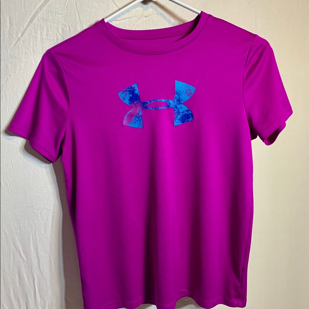 GIRL’S YOUTH LARGE UNDER ARMOR T-SHIRT-PURPLE - Picture 2 of 3
